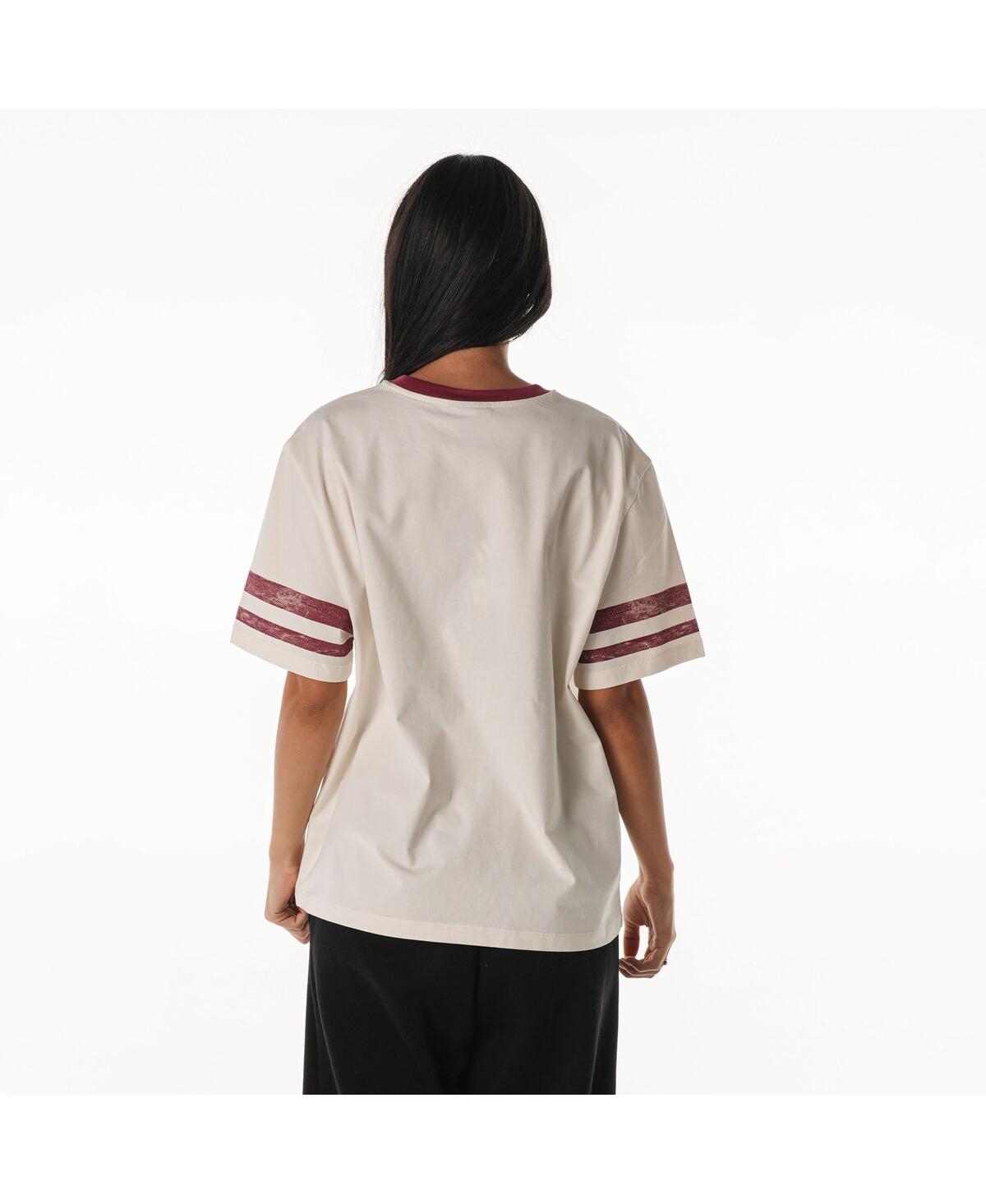 The Wild Collective Women's Cream Washington Commanders Vintage Drop Shoulder Oversized Boyfriend T-shirt In Gray