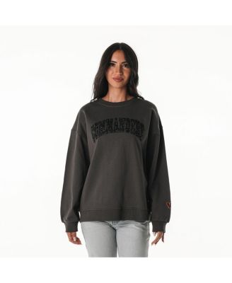 The Wild Collective - Women's Charcoal Washington Commanders Rock Crystal Oversized Crewneck Sweatshirt