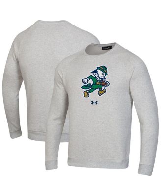 Under Armour - Men's Gray Notre Dame Fighting Irish Leprechaun Rival Raglan Fleece Crew Neck Sweatshirt