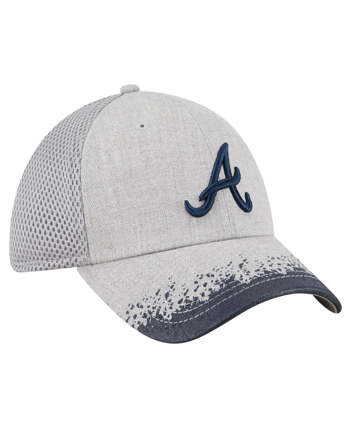 New Era Men's Gray Atlanta Braves Visor Paint Splatter 39thirty Flex Hat In Gray