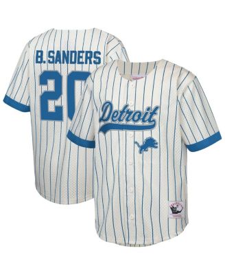 Mitchell & Ness - Big Boys and Girls Barry Sanders Cream Detroit Lions Retired Player Name Number Baseball Jersey