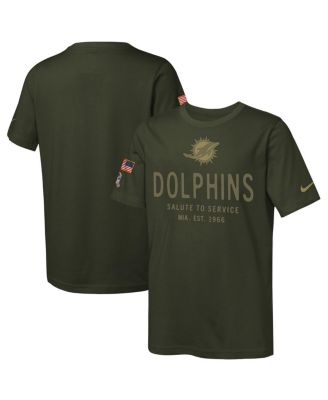 Nike - Big Boys and Girls Olive Miami Dolphins 2025 Salute to Service Sideline Dri-FIT T-shirt