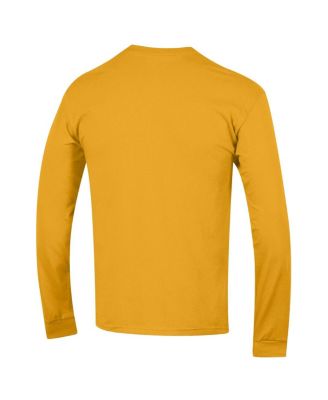 Men's Gold West Virginia Mountaineers Arch Over Logo 2-Hit Long Sleeve T-Shirt