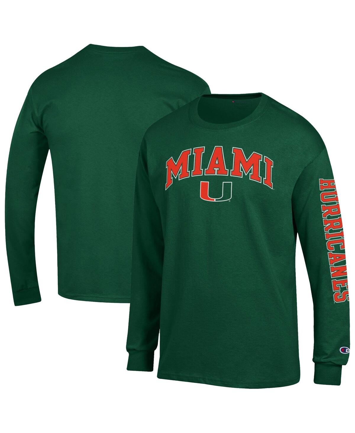 Champion Men's Green Miami Hurricanes Arch Over Logo 2-Hit Long Sleeve T-Shirt - Green