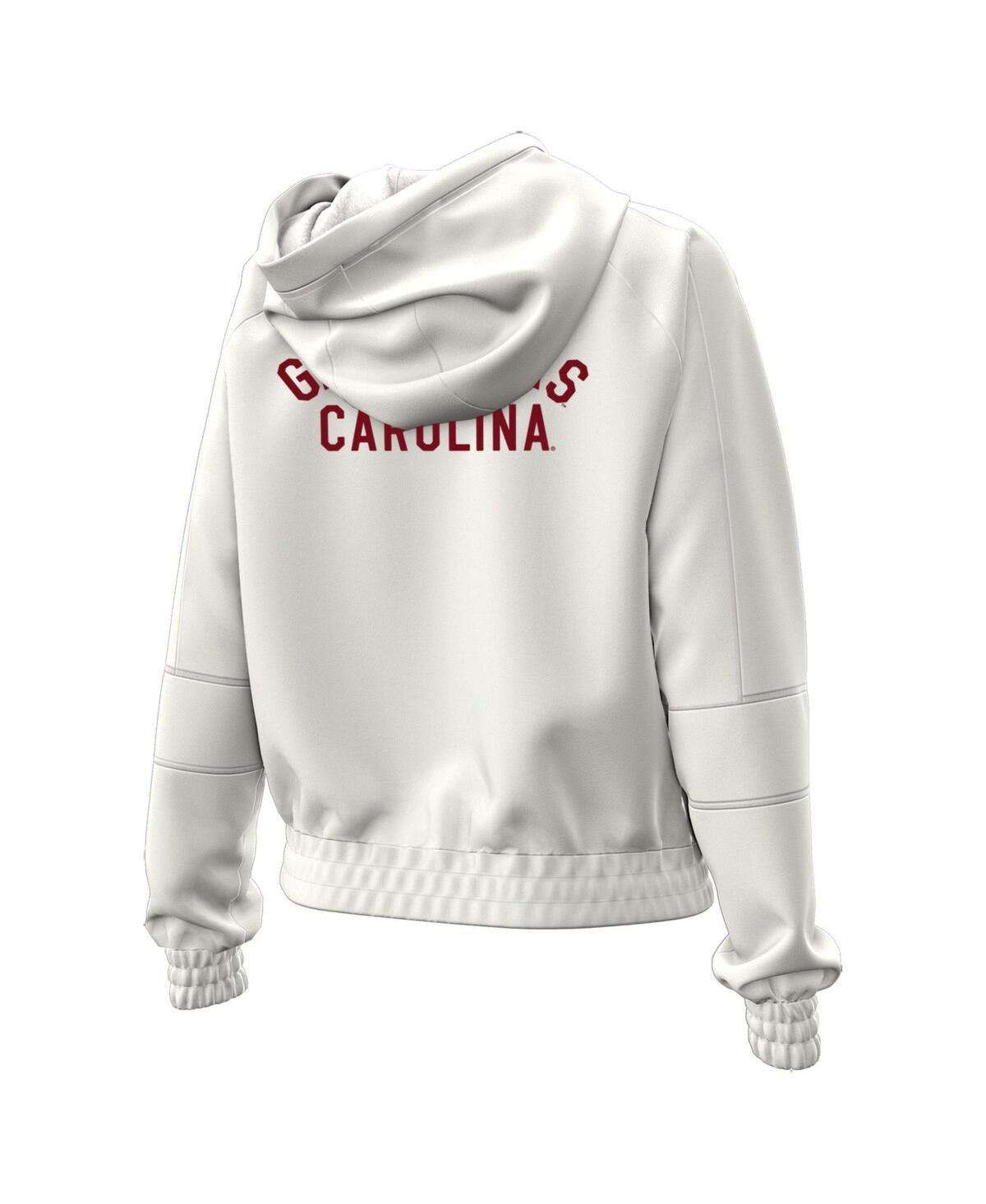 Under Armour Women's Natural South Carolina Gamecocks Gameday Rival Fleece Full-zip Cropped Hoodie In White