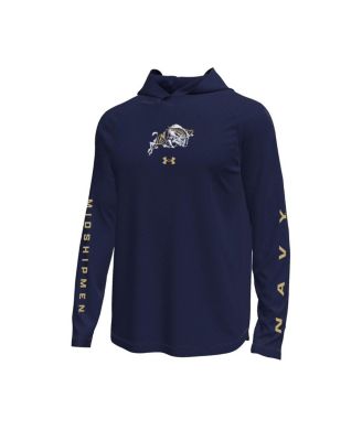 Men's Navy Midshipmen Tech Stretch Long-Sleeve Hooded T-Shirt