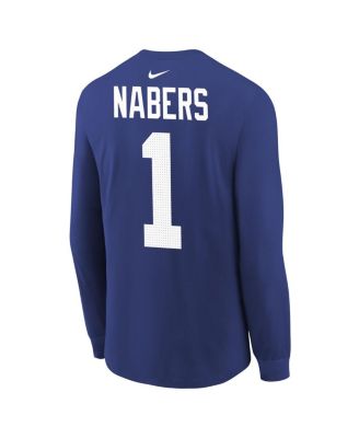 Big Boys and Girls Malik Nabers Royal New York Giants Player Name Number Long Sleeve T-Shirt