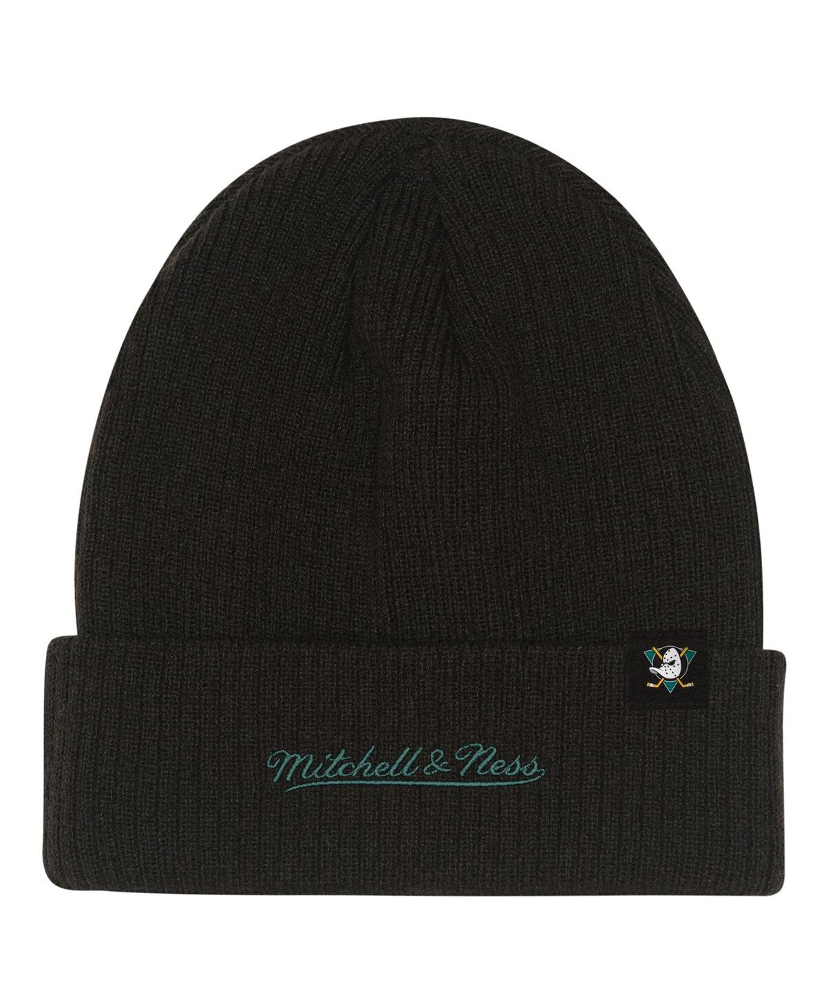 Mitchell & Ness Big Boys And Girls Black Anaheim Ducks Neon Line Lights Cuffed Knit Hat In Black