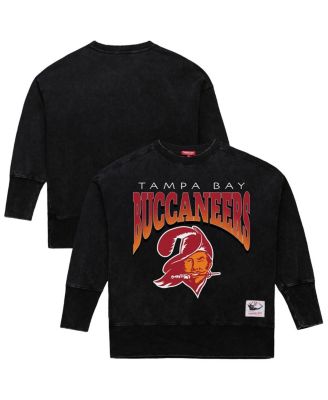 Mitchell & Ness - Women's Black Tampa Bay Buccaneers Delineate Mineral Wash Crewneck Sweatshirt