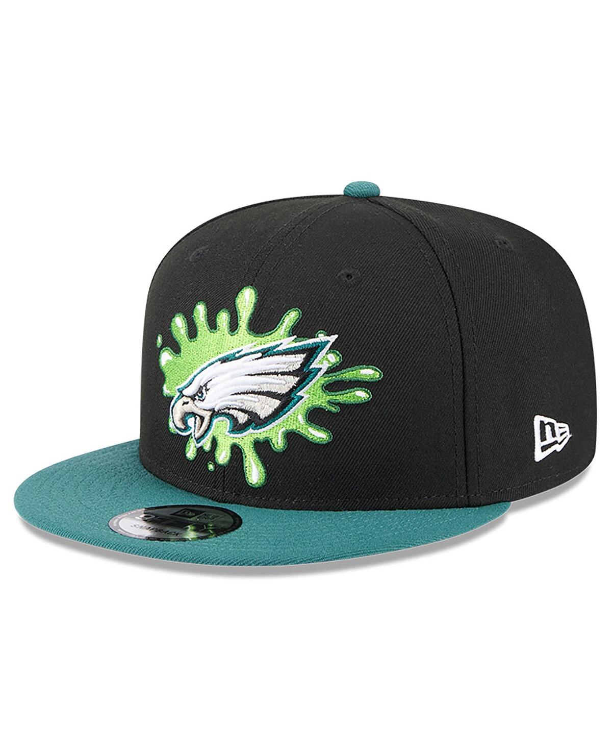 New Era Men's Black/midnight Green Philadelphia Eagles Nickelodeon Slime 9fifty Snapback Hat In Black