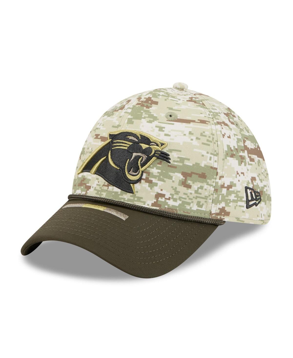 New Era Men's Camo/dark Green Carolina Panthers 2025 Salute To Service 39thirty Flex Hat In Green