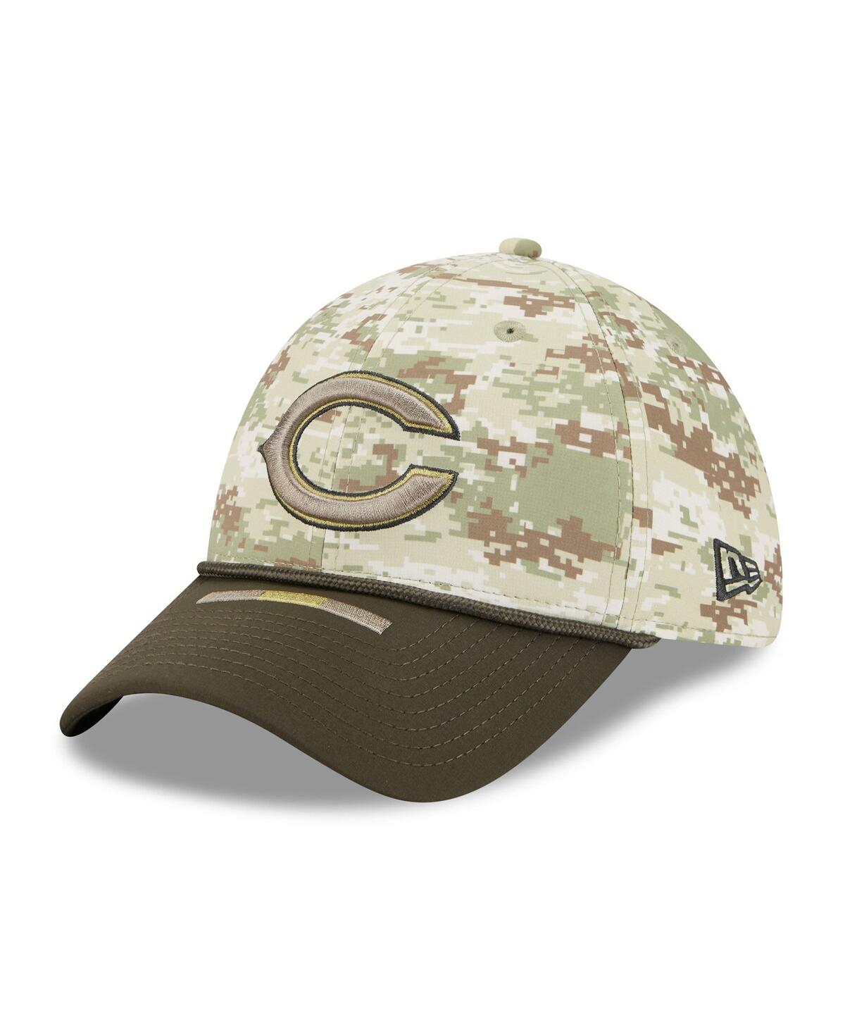 New Era Men's Camo/dark Green/dark Green Chicago Bears 2025 Salute To Service 39thirty Flex Hat In Green