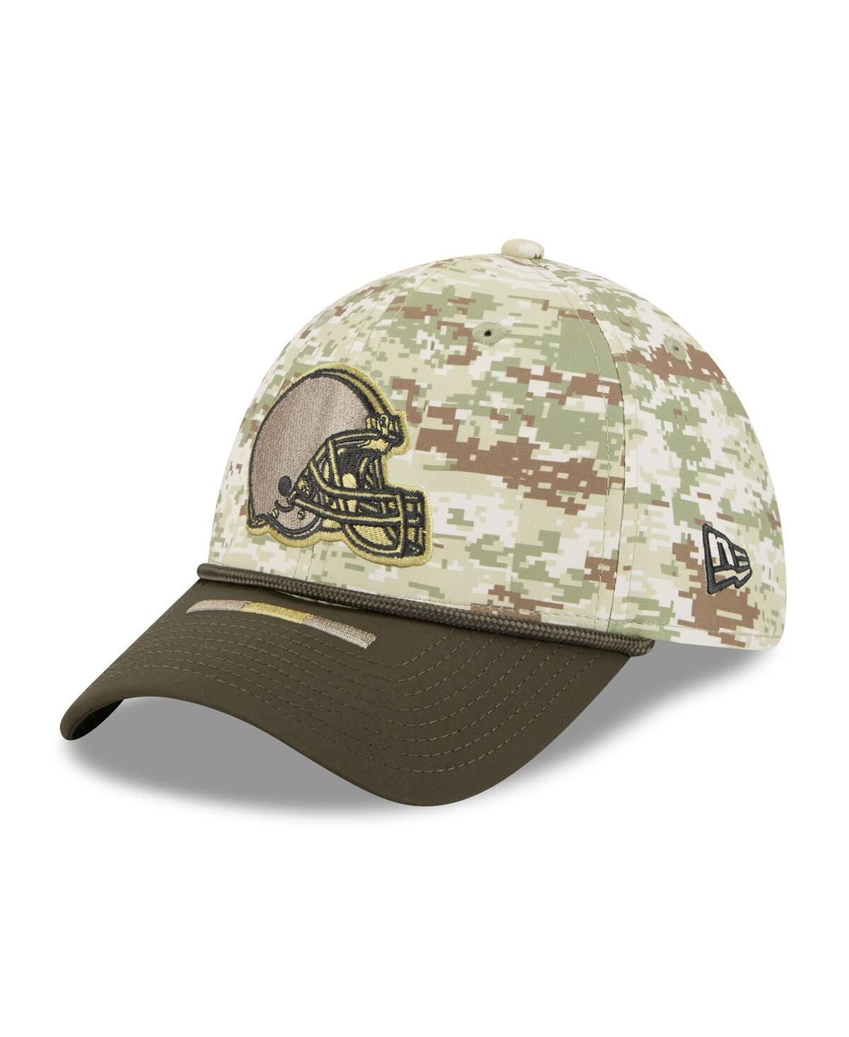 New Era Men's Camo/dark Green Cleveland Browns 2025 Salute To Service 39thirty Flex Hat In Green