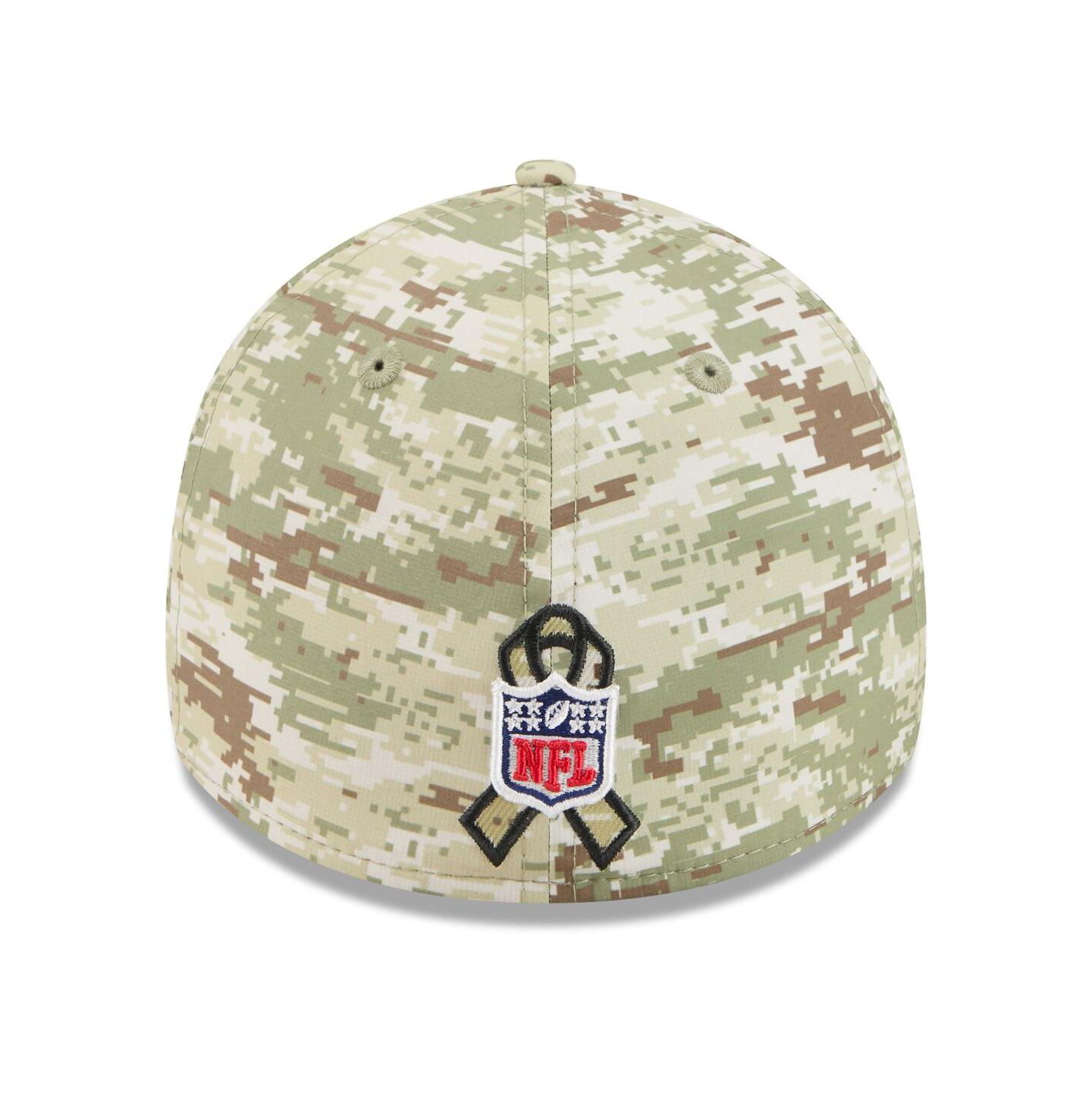 Мужская кепка New Era Camo/Dark Green/Dark Green Kansas City Chiefs 2025 Salute to Service 39THIRTY Flex Hat — фото 2