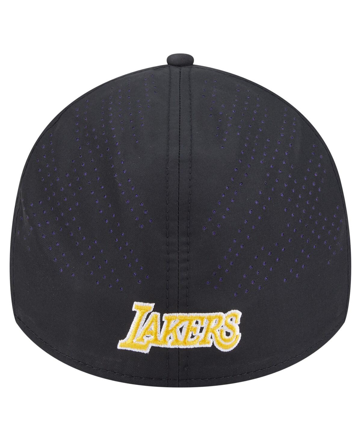 New Era Men's Black Los Angeles Lakers Night 39thirty Flex Hat In Black