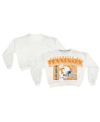 Pressbox - Women's White Tennessee Volunteers Oversized Janice Retro Waist-Length Sweatshirt