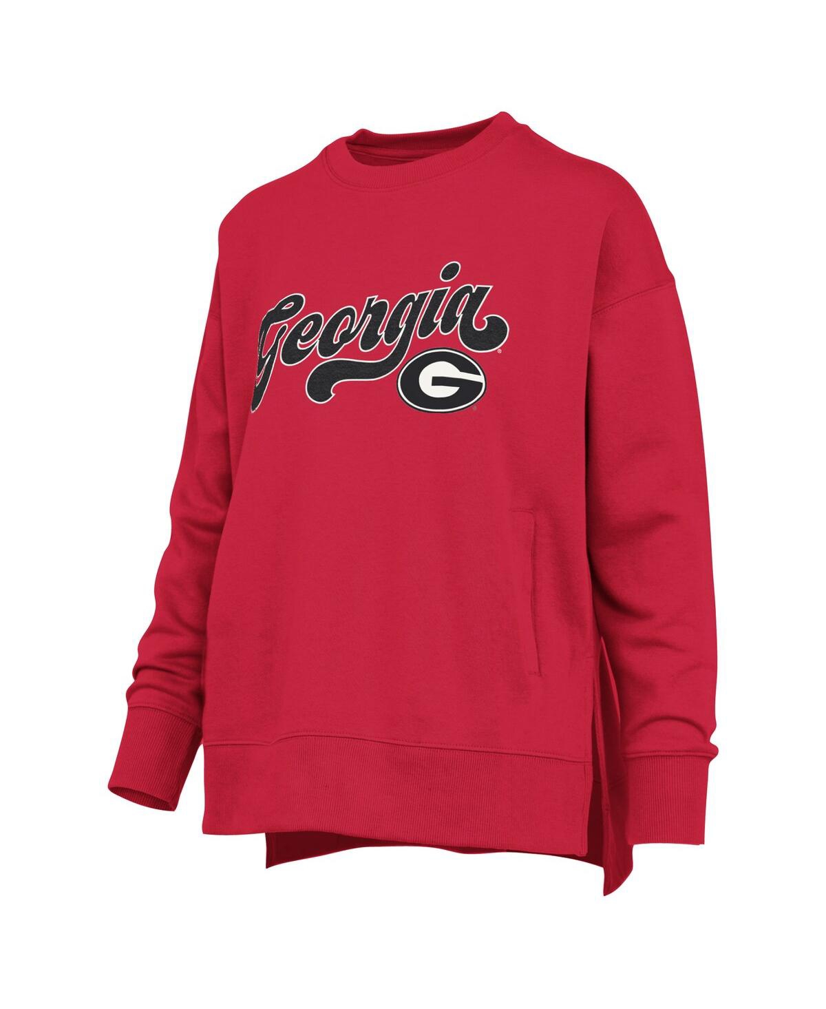 Pressbox Women's Red Georgia Bulldogs Bonanza Chenille Harper Script Sweatshirt In Red