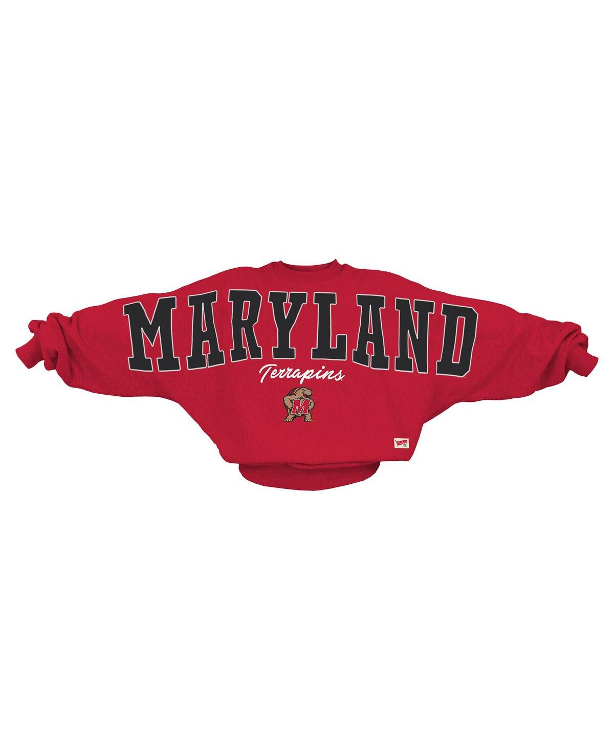 Pressbox Women's Red Maryland Terrapins Flannigan Oversized Dolman Pullover Sweatshirt In Red