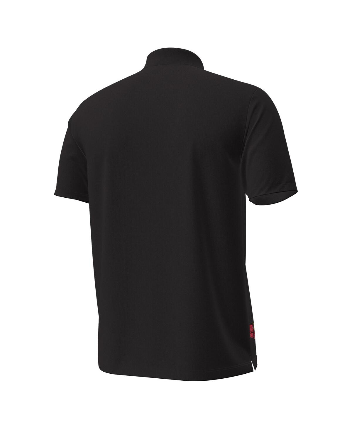 Under Armour Under Armor Men's Black Maryland Terrapins Performance Drive Chest Stripe Polo Shirt In Black