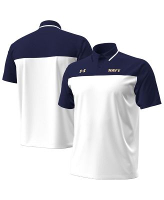 Under Armour - Men's White/Navy Midshipmen Green Blocked Polo Shirt