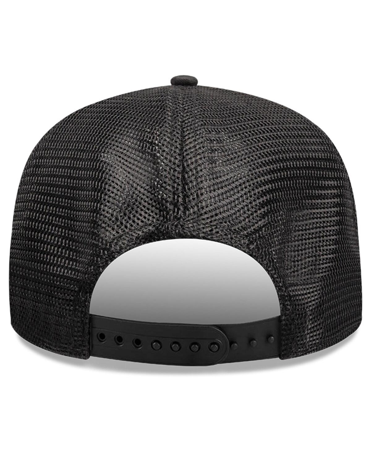 New Era Men's Black Chicago Bulls Quilted Nylon 9seventy Trucker Adjustable Hat In Black