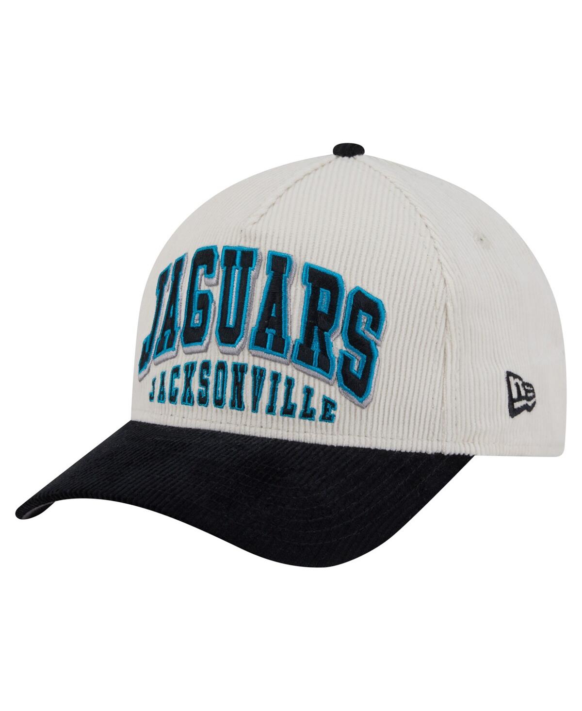 New Era Men'sâ Cream/black Jacksonville Jaguars Throwback Two-tone Sided Corduroy 9forty A-frame Adjustable  In White