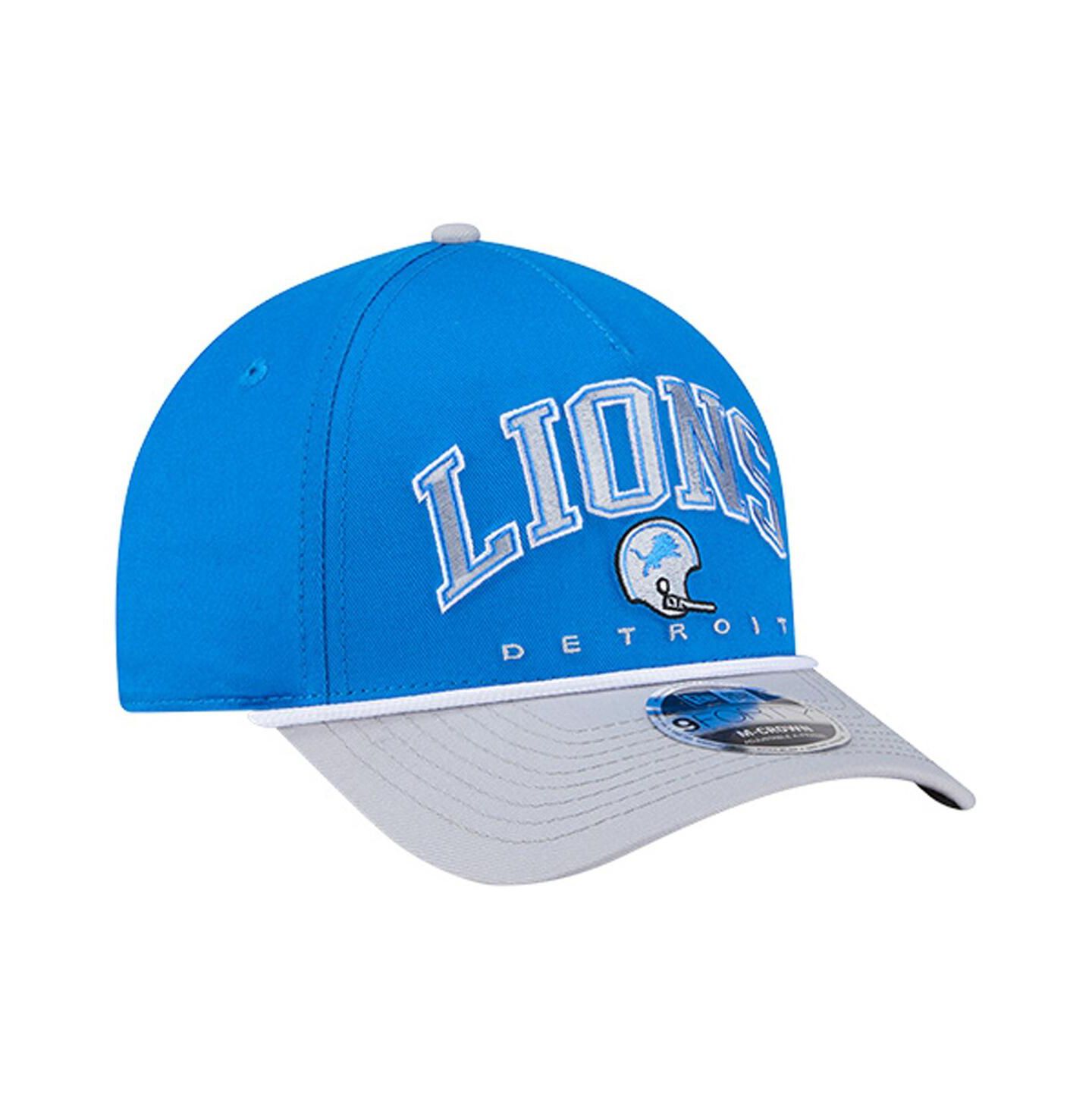 Мужская кепка New Era Blue Detroit Lions Throwback Arch 9FORTY A-Frame Adjustable Hat — фото 4