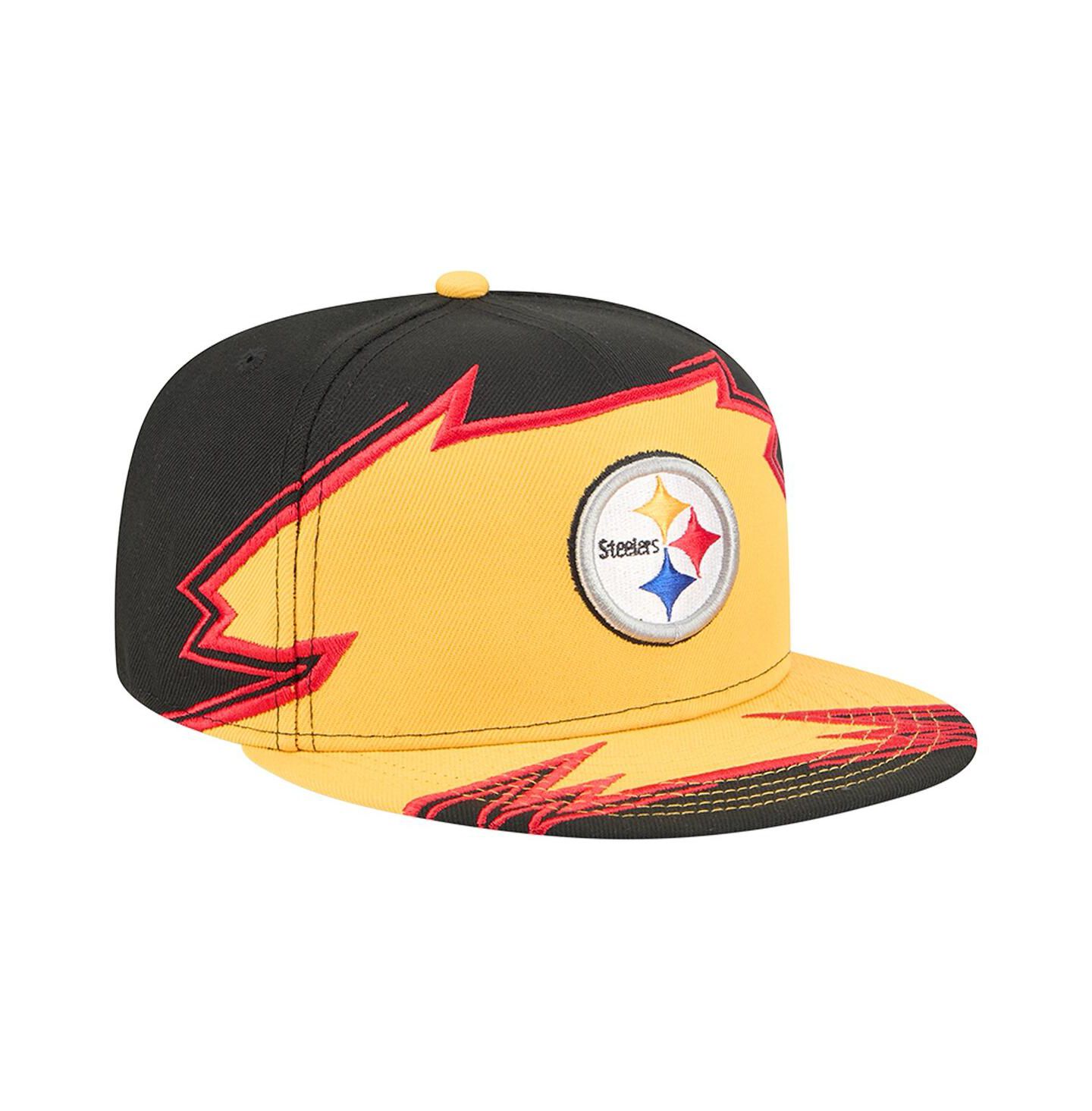 Мужская кепка New Era Black/Gold Pittsburgh Steelers Break 59FIFTY Fitted Hat — фото 4