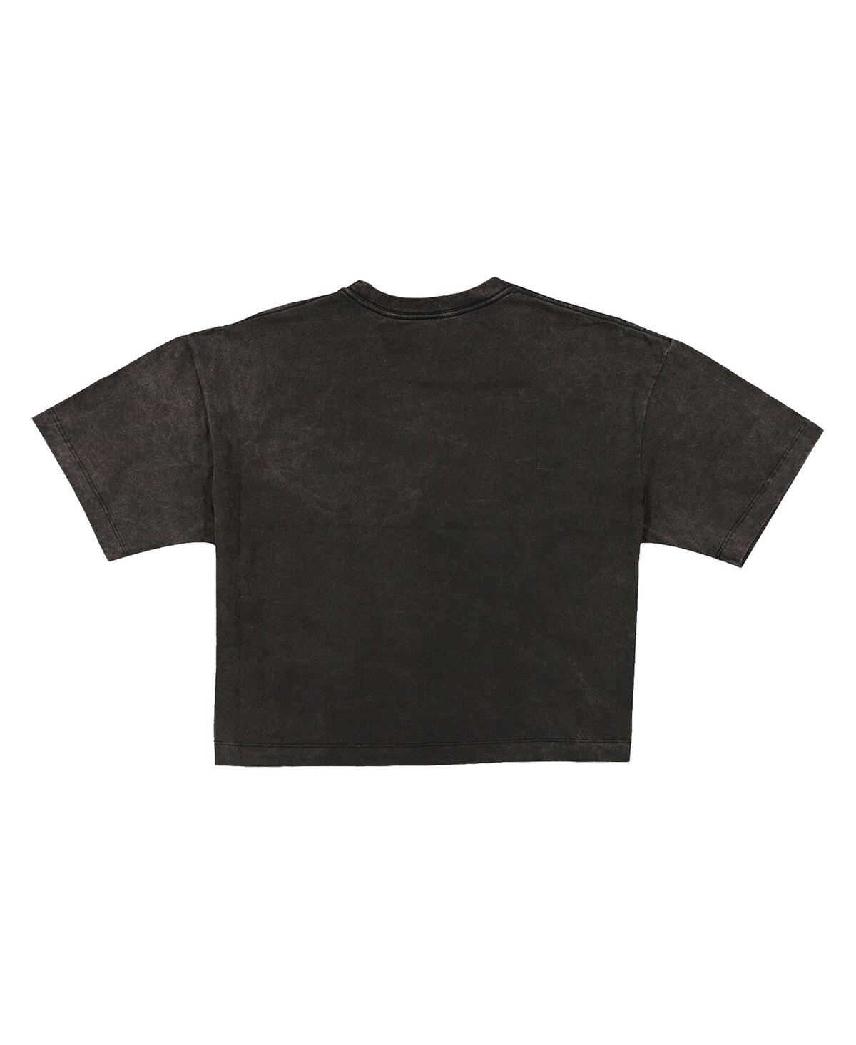 New Era Women's Black Dallas Cowboys Boxy Cropped Sport Night Mineral Wash T-shirt In Multi