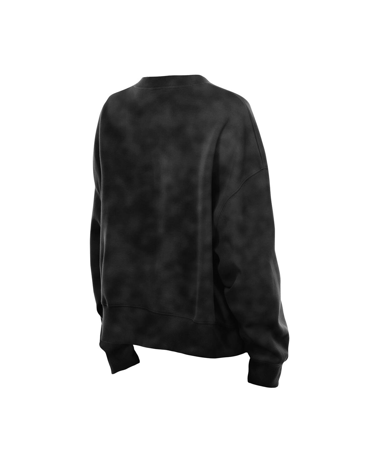 New Era Women's Black Minnesota Wild Oversized Throwback Mineral Wash Sweatshirt In Black