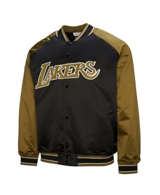 Men's Olive/Black Los Angeles Lakers Clutch Satin Raglan Full-Snap Jacket
