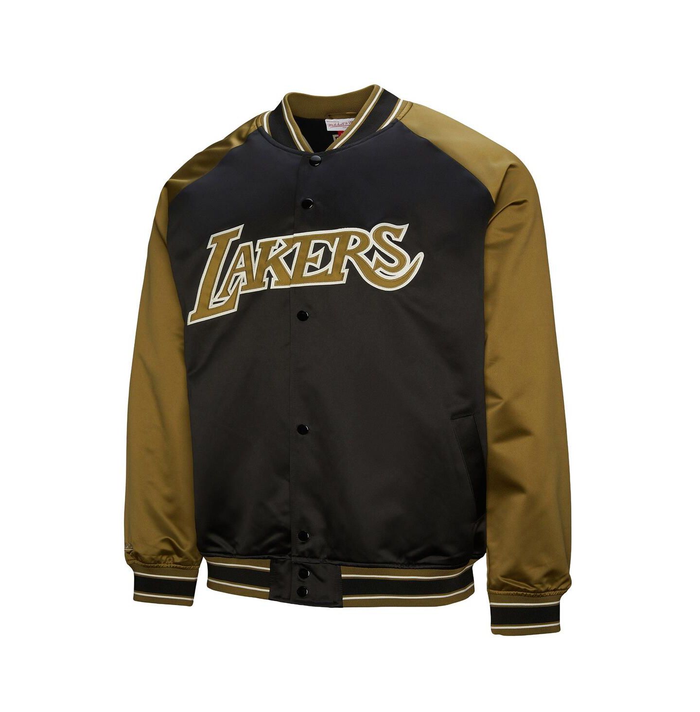 Мужская куртка Mitchell & Ness Olive/Black Los Angeles Lakers Clutch Satin Raglan Full-Snap — фото 3