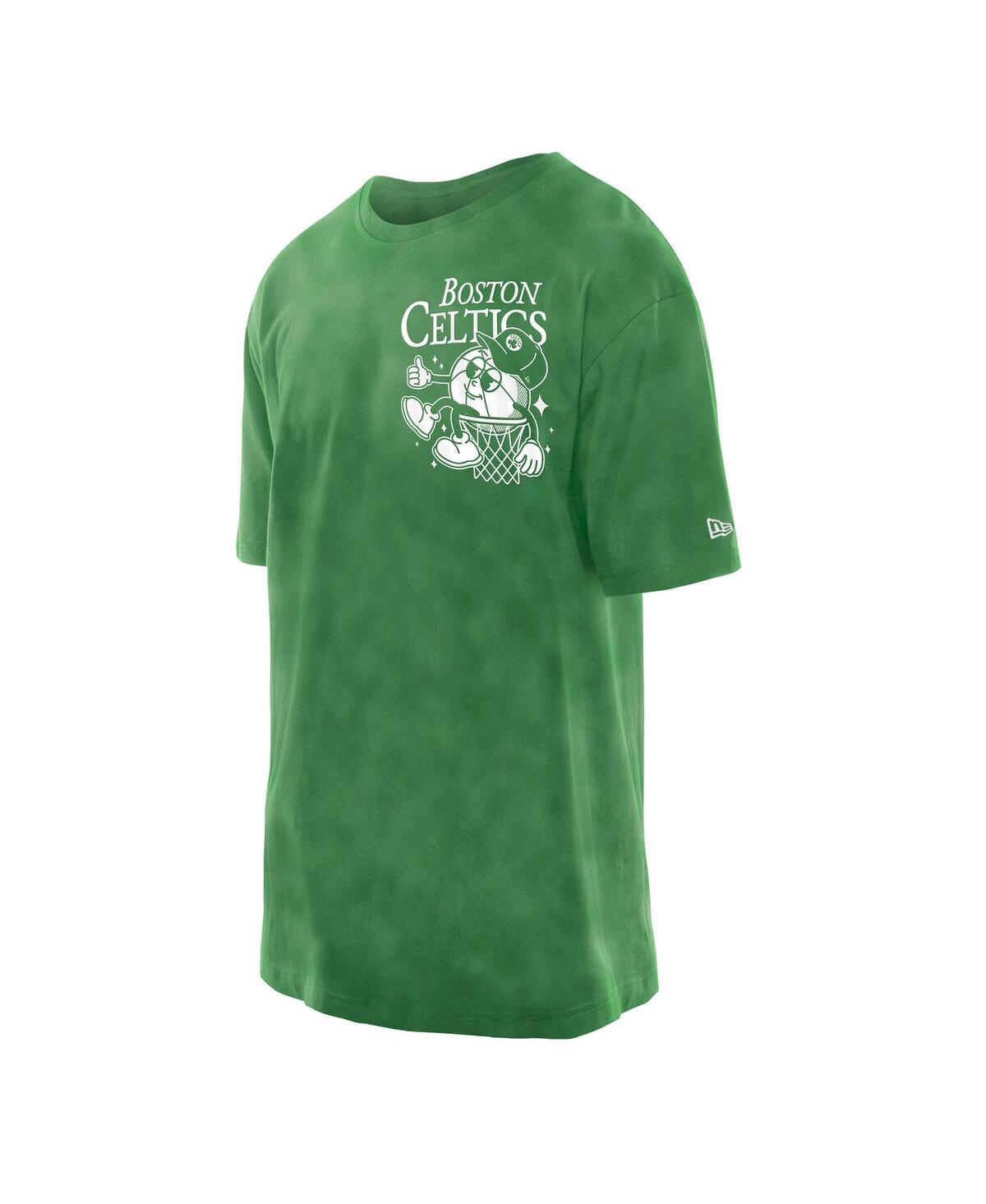 New Era Men's Kelly Green Boston Celtics Old School Sport Enzyme Wash Oversized T-shirt In Green