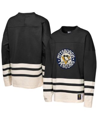 Mitchell & Ness - Big Boys and Girls&nbsp;Black Pittsburgh Penguins Chainstitch Heavyweight Long Sleeve Top