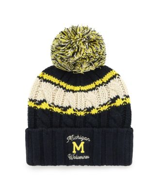 Women's Navy Michigan Wolverines Emma Cuffed with Pom Knit Hat