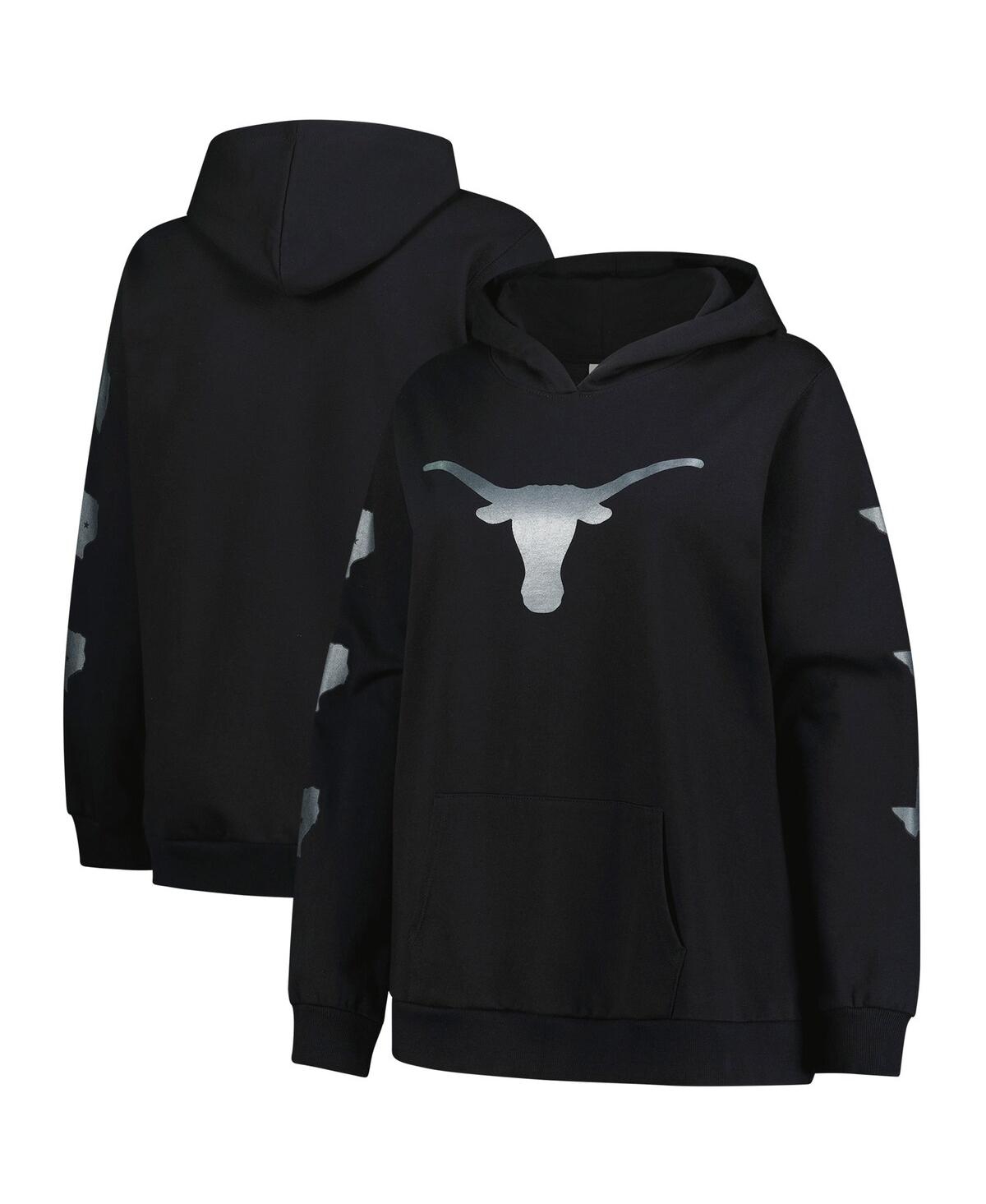 Fanatics Women's Black Texas Longhorns Plus Size Sleeve Hit Pullover Hoodie In Black
