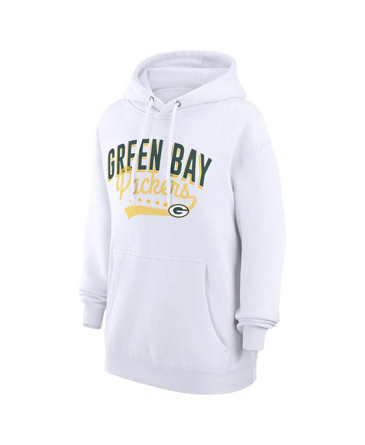 G-iii 4her By Carl Banks Women's White Green Bay Packers Filigree Logo Pullover Hoodie In White