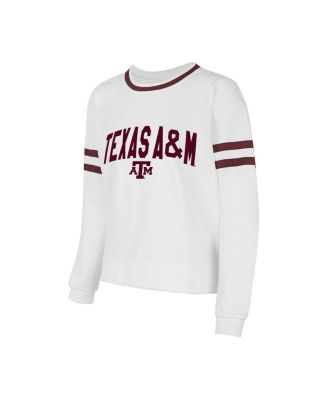 Women's White Texas A&M Aggies Borough French Terry Arch Over Long Sleeve Top