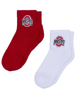 ZooZatz - Women's White/Scarlet Ohio State Buckeyes Two-Pack Quarter-Length Socks