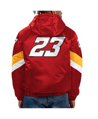 Men's Red/Yellow Bubba Wallace Home Team Satin Half-Zip Hoodie Jacket