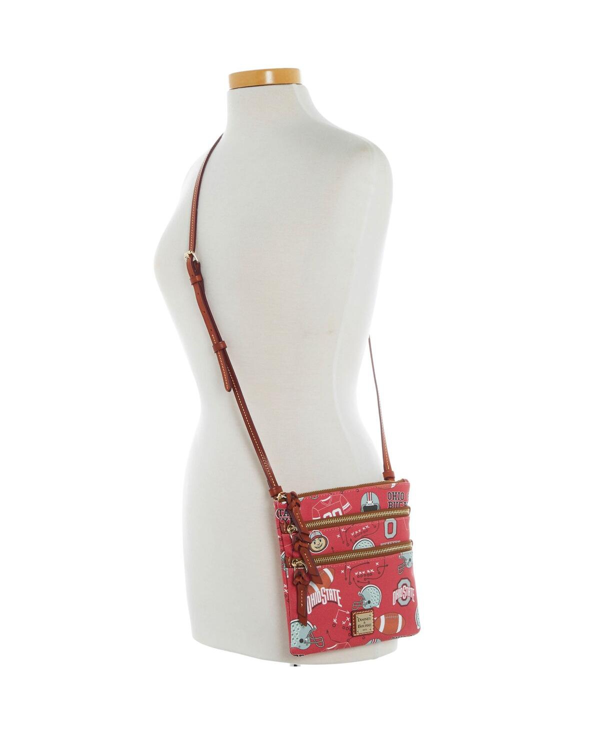 Dooney & Bourke Ohio State Buckeyes Football Halftime Triple Zip Crossbody Bag In Red
