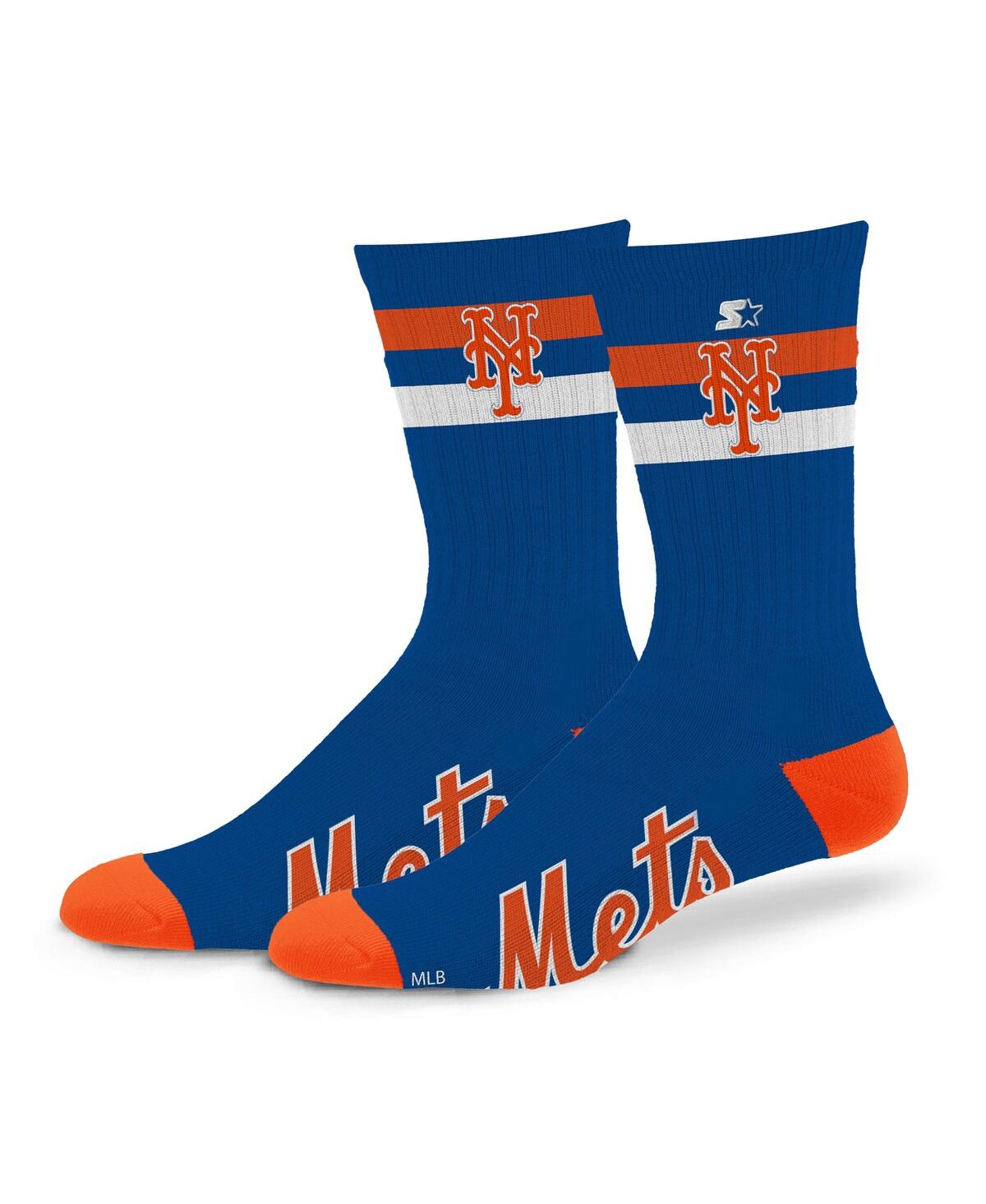 Starter Men's And Women's New York Mets Team Color Two-stripe Crew Socks In Blue