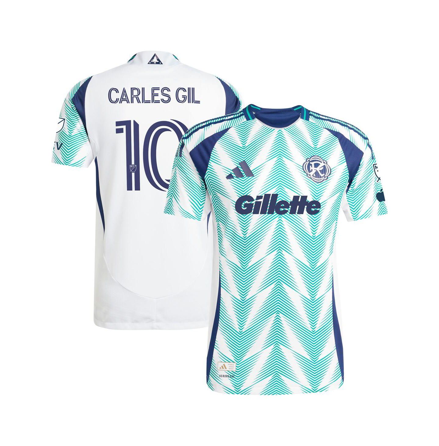 Мужской топ adidas Carles Gil White New England Revolution 2025 Eastern White Pine x Flag of New England Authentic Player Jersey — фото 1