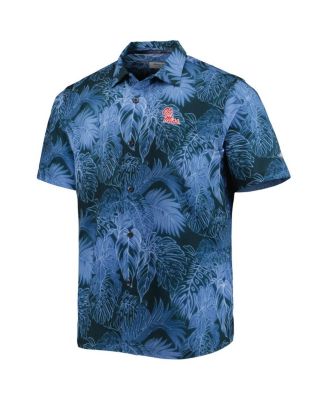 Men's Navy Ole Miss Rebels Coast Luminescent Fronds IslandZone Button-Up Camp Shirt