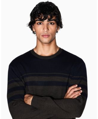 Men's Long Sleeve Wool Blend Color Block Sweater