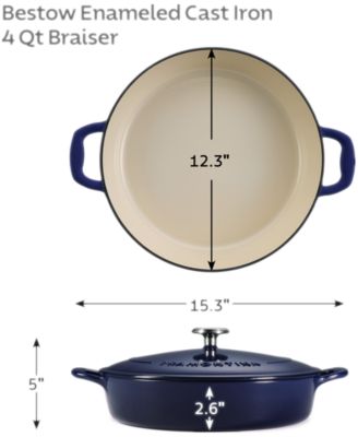 Bestow 4-Quart Cast Iron Enameled Braiser with Lid