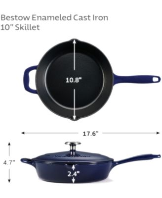 Bestow 10-Inch Cast Iron Enameled Skillet with Lid