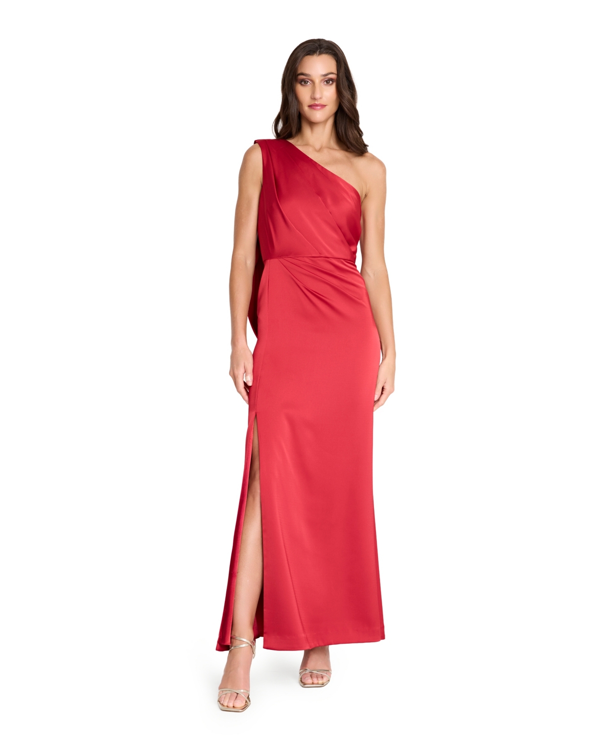 Tahari Asl Women's One Shoulder Drape Back Gown In Red