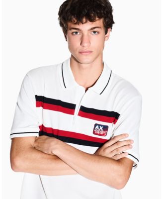 Men's Color Block Pique Zip-Collar Tipping Polo Shirt