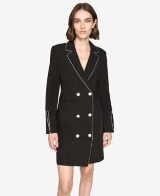 Women's Rhinestone-Trim Tuxedo Dress